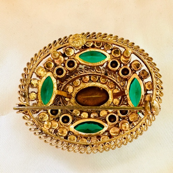 Vintage Blue Green Rhinestone Brooch - Picture 10 of 15